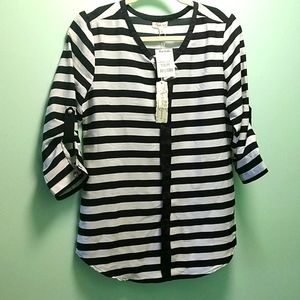 Black & white striped blouse NWT size small